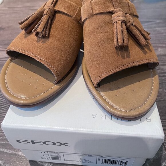 Geox mules slippers leather tassel suede brown - Picture 2 of 6